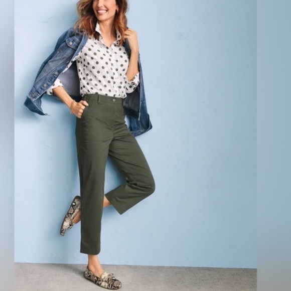 Talbots Pants - Talbolts High Waist Patch Pocket Crop Pants Army Green Size 6
